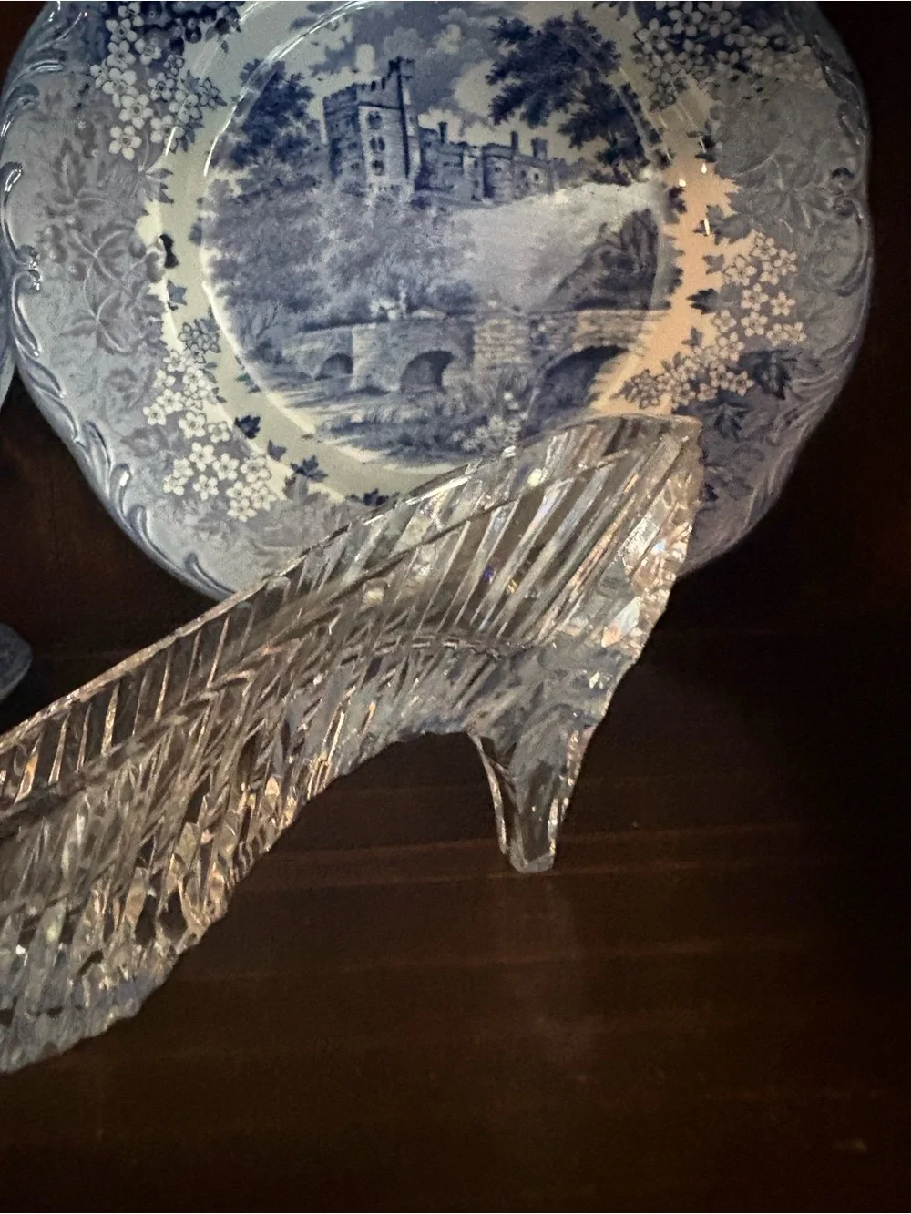 Clear Textured Glass slipper Irish crystal